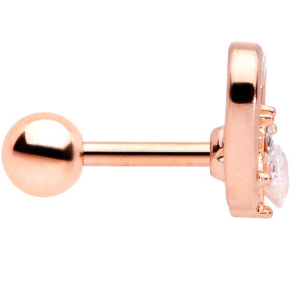 16G 1/4 Clear Gem Rose Gold Tone Hollow Heart Cartilage Tragus