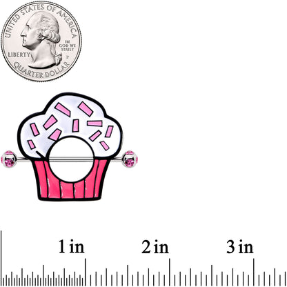 14G 33mm Pink Gem Sprinkle Cupcake Nipple Shield Set