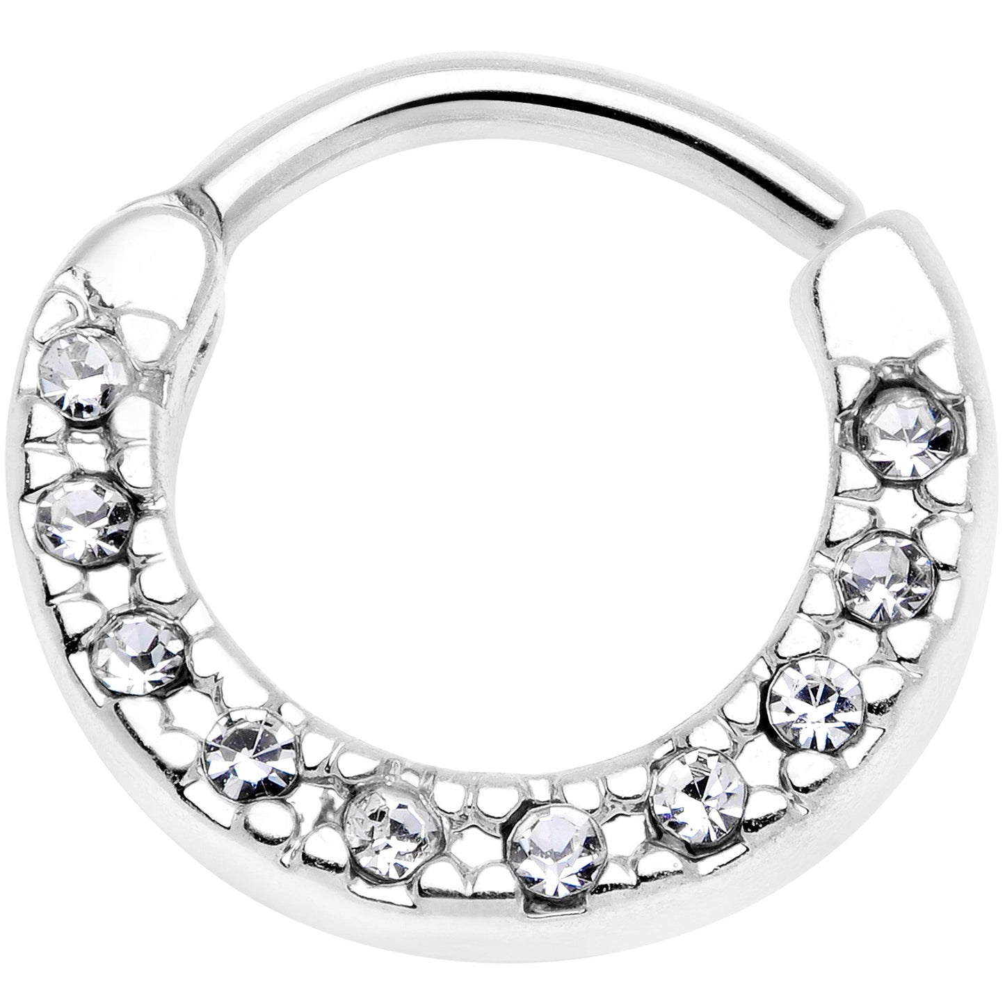 16G 5/16 Clear Gem Paved Cartilage Clicker