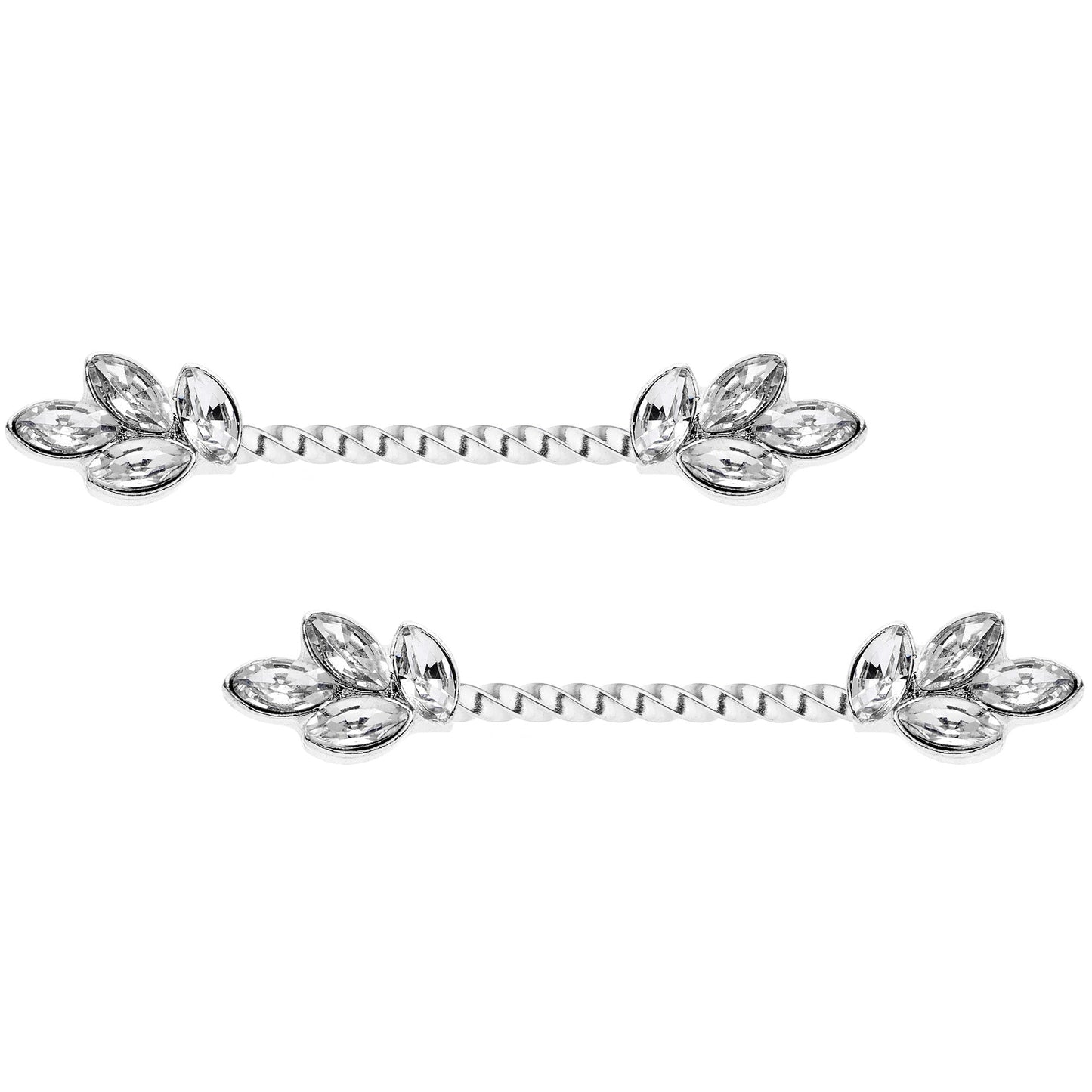 14G Clear Gem Leaves Twisted Barbell Nipple Ring Set
