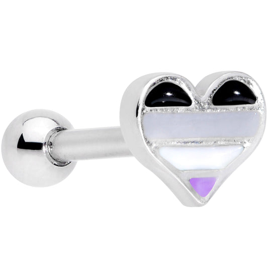 16G 1/4 Asexual Pride Heart Cartilage Tragus Earring