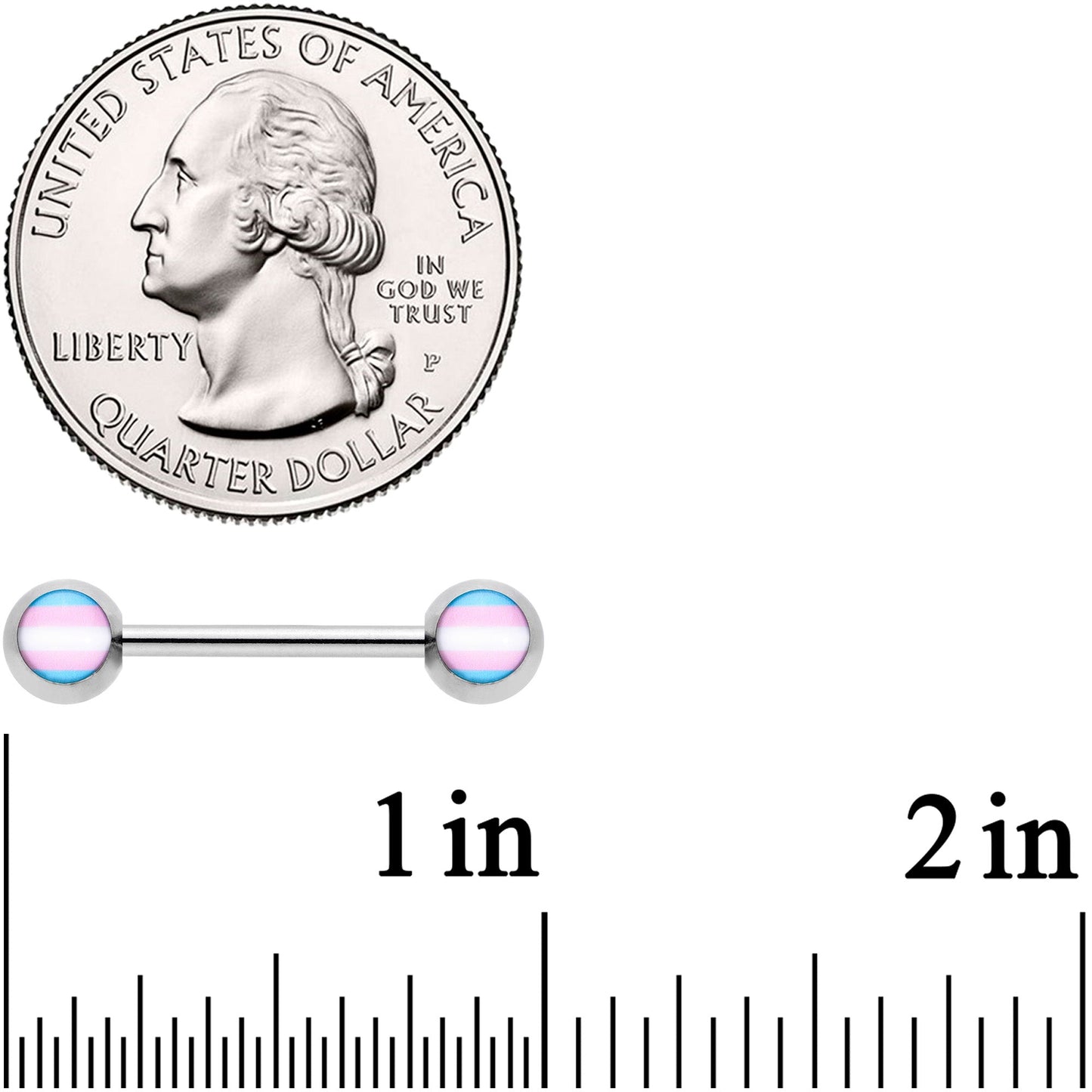 14G Pink Blue White Transgender Pride Barbell Nipple Ring Set