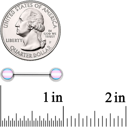 14G Pink Blue White Transgender Pride Barbell Nipple Ring Set