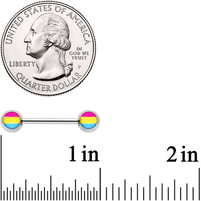 14G 9/16 Red Yellow Blue Pansexual Pride Barbell Nipple Ring Set