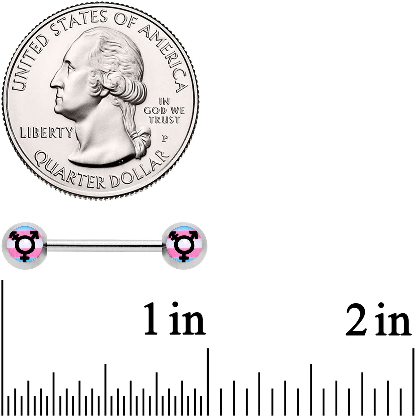 14G 9/16 Transgender Pride Logo Barbell Nipple Ring Set