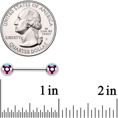 14G 9/16 Transgender Pride Logo Barbell Nipple Ring Set