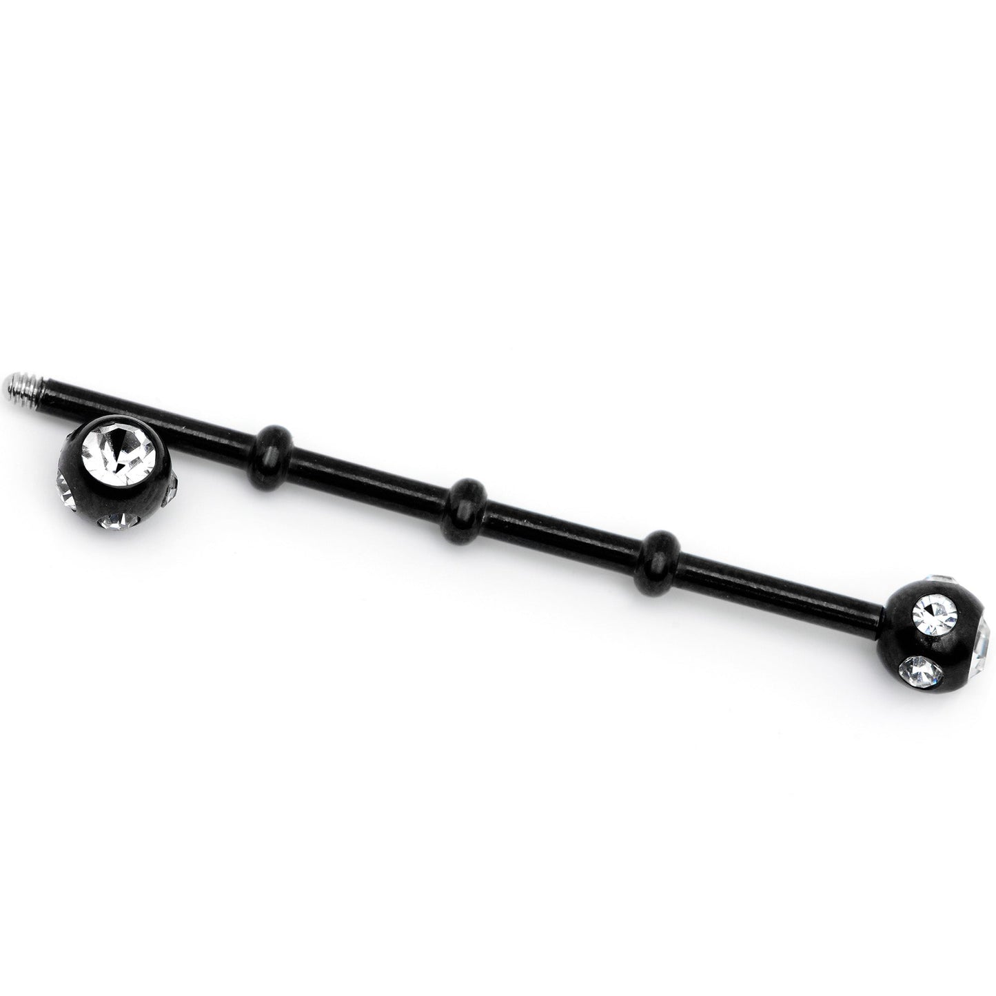 14G Clear Gem Black Industrial Barbell 38mm