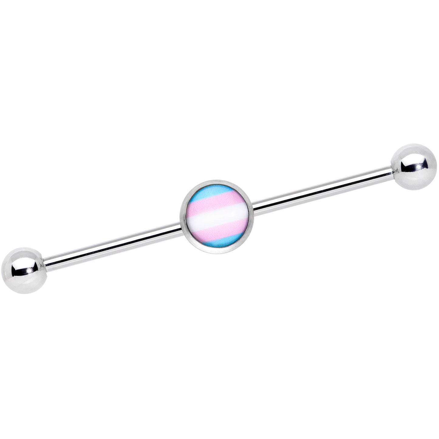 14G Pink Blue White Transgender Pride Industrial Barbell 38mm