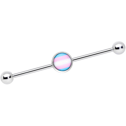 14G Pink Blue White Transgender Pride Industrial Barbell 38mm