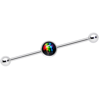 14G Black Rainbow Lips Industiral Barbell 38mm