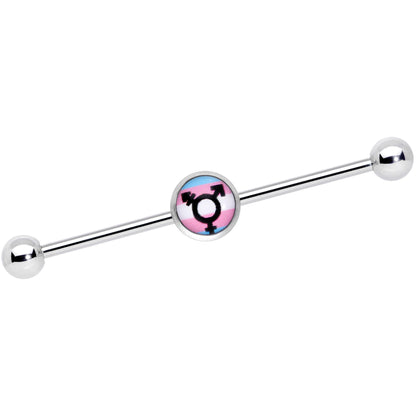 14G Transgender Pride Logo Industrial Barbell 38mm