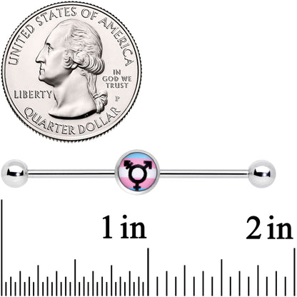 14G Transgender Pride Logo Industrial Barbell 38mm