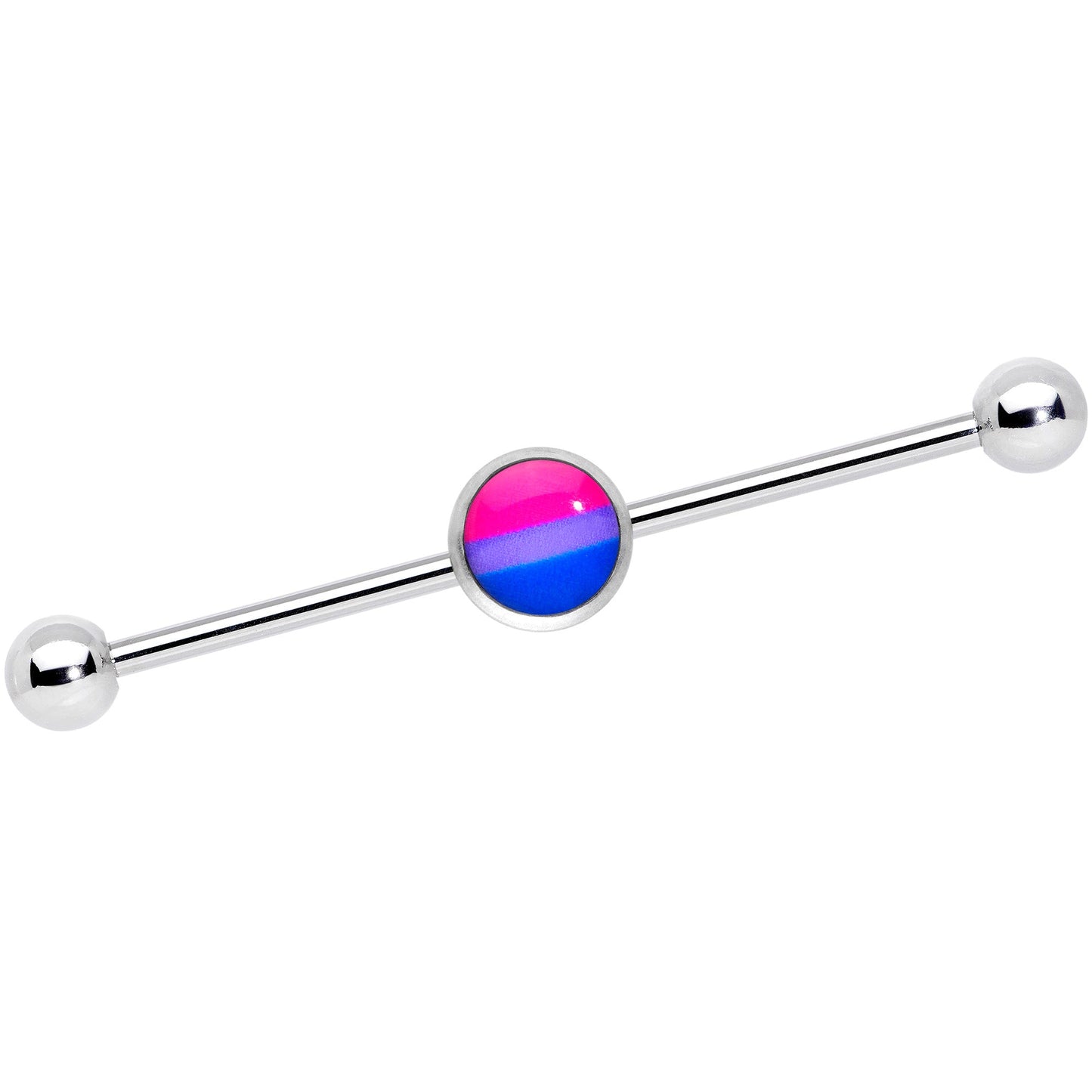 14G Pink Purple Blue Bisexual Pride Industrial Barbell 38mm