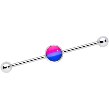 14G Pink Purple Blue Bisexual Pride Industrial Barbell 38mm