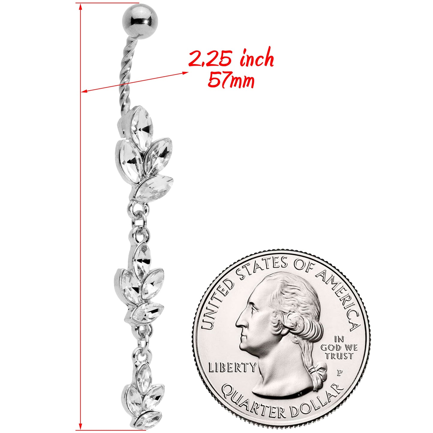 Clear Gem Totally Twisted Vine Dangle Belly Ring