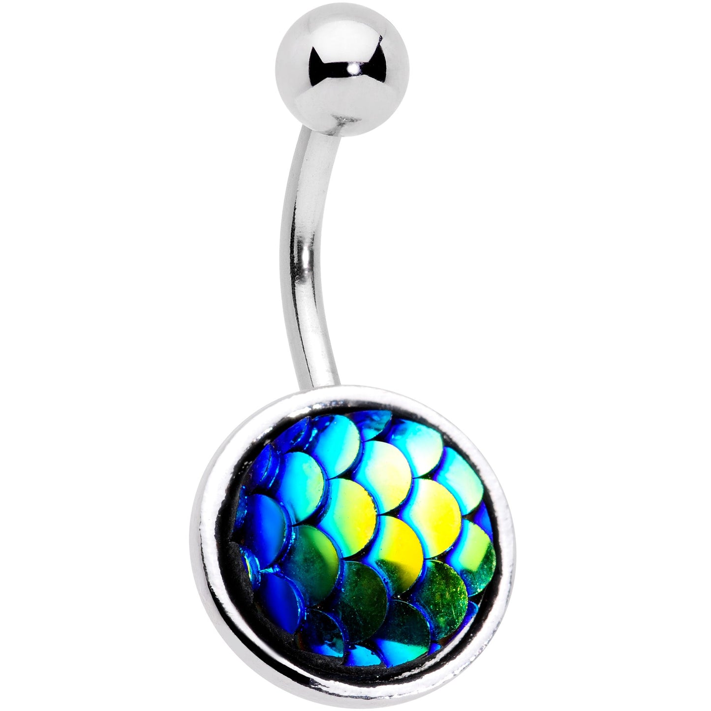 Blue Gem Blue Green Mermaid Scale Belly Ring Set of 3