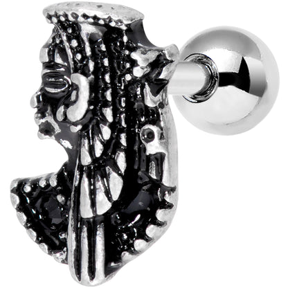 16G 1/4 Black Gem Egypt Cleopatra Anubis Cartilage Tragus Earring