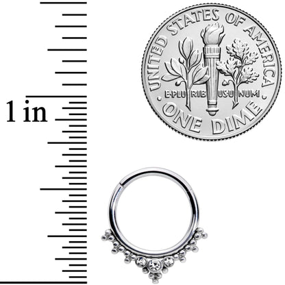 16G 3/8 Clear CZ Gem Triad Hinged Segment Ring