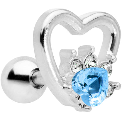 16G 1/4 Blue Gem Rose Flower Hollow Heart Cartilage Tragus
