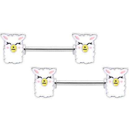 14G 9/16 Sweet Llama Barbell Nipple Ring Set