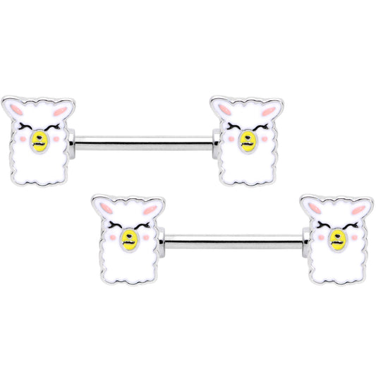14G 9/16 Sweet Llama Barbell Nipple Ring Set