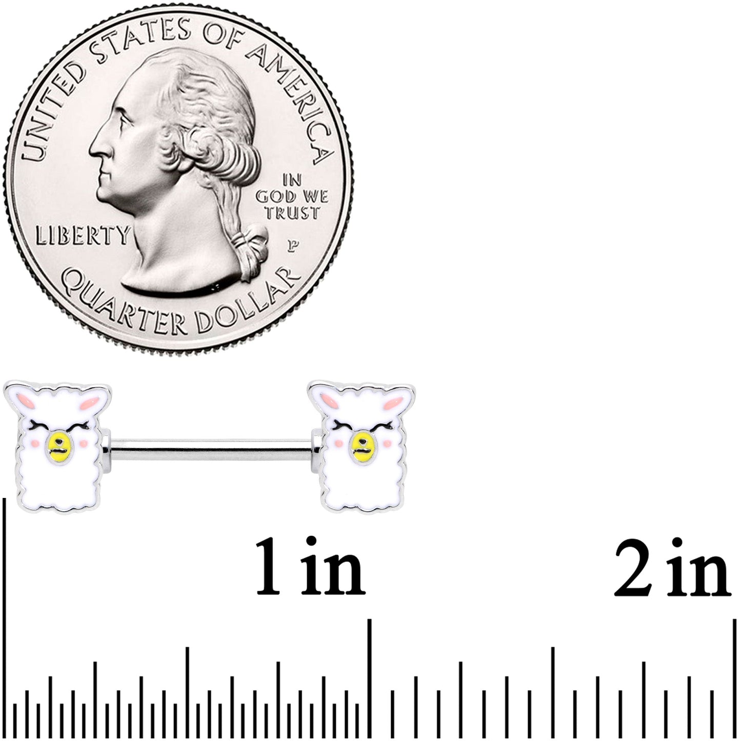 14G 9/16 Sweet Llama Barbell Nipple Ring Set