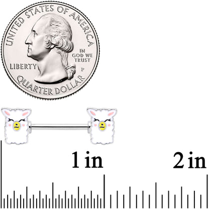 14G 9/16 Sweet Llama Barbell Nipple Ring Set