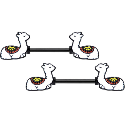 14G 9/16 Snoozing Llama Barbell Nipple Ring Set