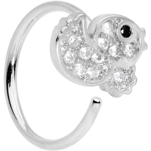 18G 3/8 Clear Black CZ Gem Ducky Nose Hoop