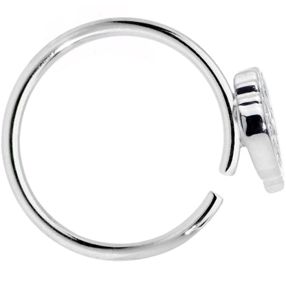 18G 3/8 Clear Black CZ Gem Ducky Nose Hoop