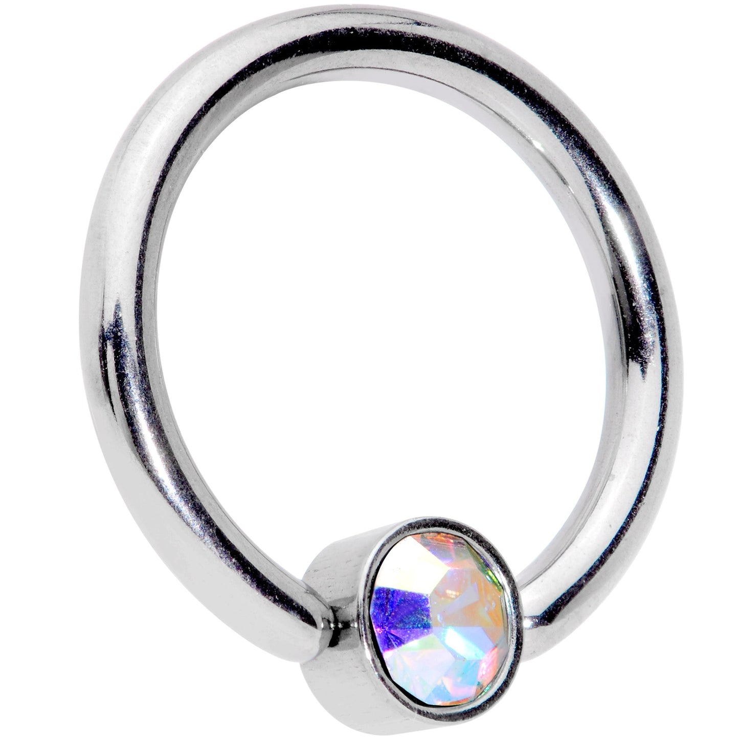 14G 3/8 Aurora Gem 4mm Disc BCR Captive Bead Ring
