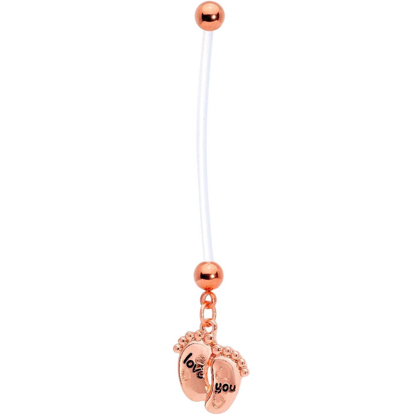 Love You Baby Feet Rose Gold Tone Dangle Pregnancy Belly Ring