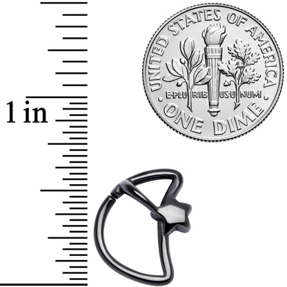 16G 5/16 Black Crescent Moon Shooting Star Closure Ring