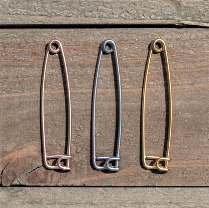 14G Gold Tone Punk Rock Safety Pin Industrial Barbell 38mm