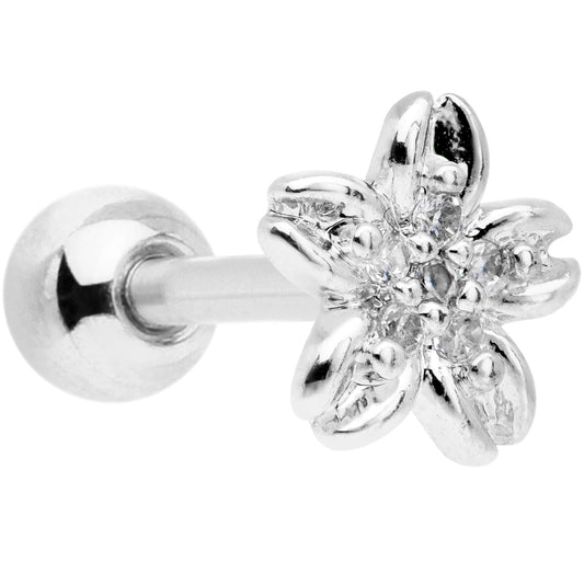16G 1/4 CGem Center Flower Cartilage Tragus Earring