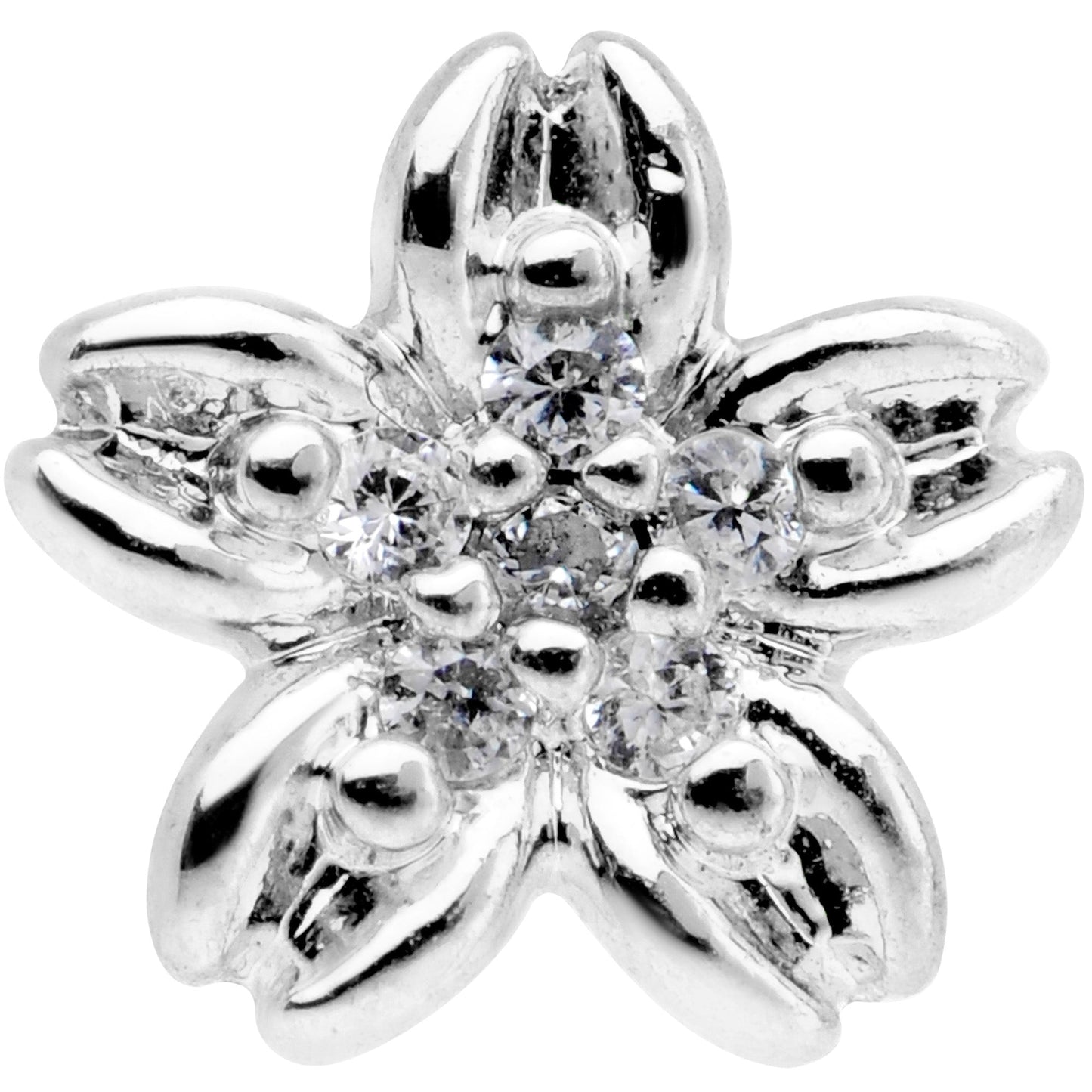 16G 1/4 CGem Center Flower Cartilage Tragus Earring