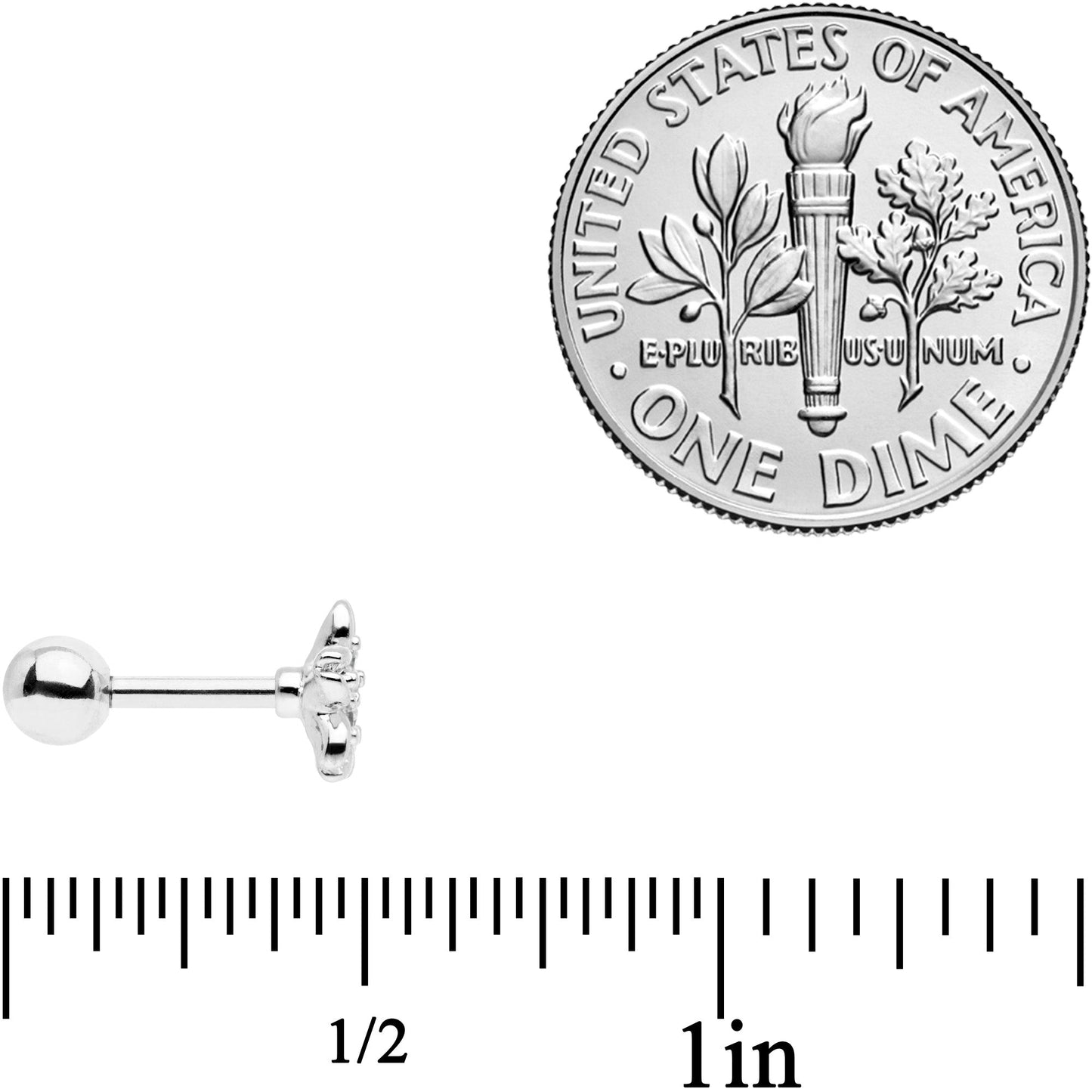 16G 1/4 CGem Center Flower Cartilage Tragus Earring