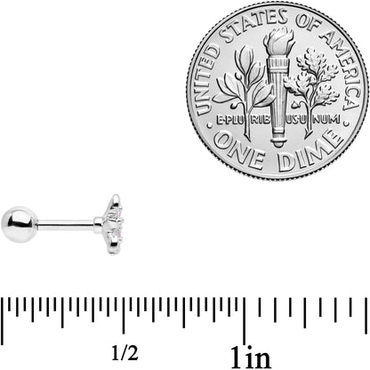 16G 1/4 Pink Gem Center Flower Cartilage Tragus Earring