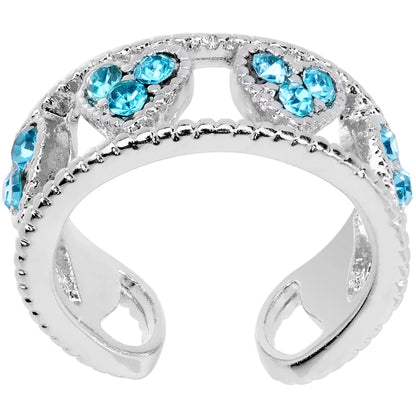 Aqua Gem Ring of Hearts Non Pierced Ear Cuff