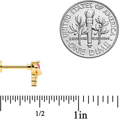 16G 5/16 Clear CZ Gem Gold Tone Moon Labret Tragus Set of 3