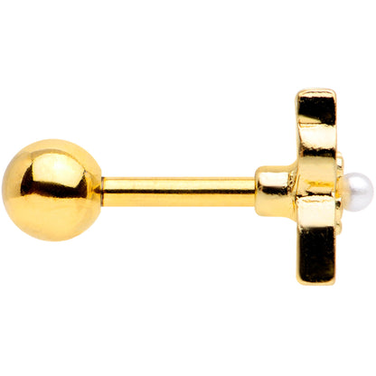 16G 1/4 Gold Tone Flower Black Cat Cartilage Tragus Earring