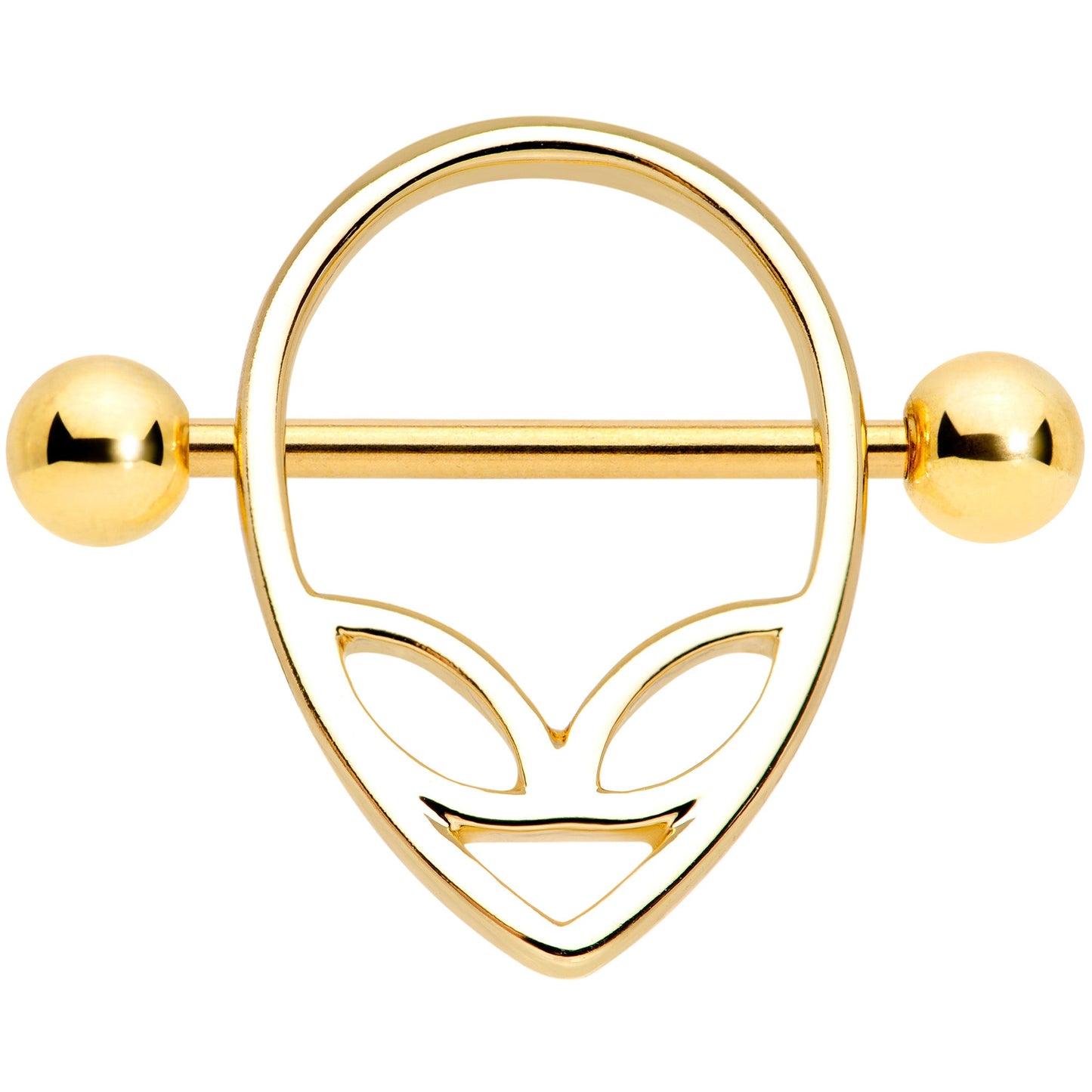 14G 9/16 Gold Tone UFO Alien Nipple Shield Set