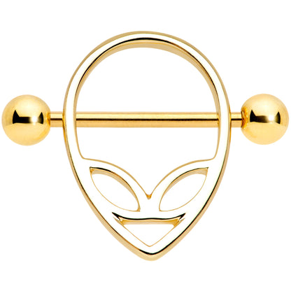 14G 9/16 Gold Tone UFO Alien Nipple Shield Set