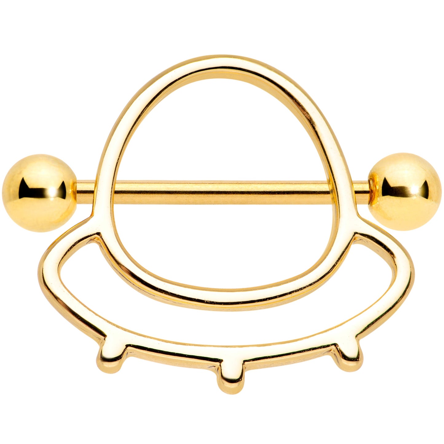 14G 9/16 Gold Tone Outer Space UFO Nipple Shield Set