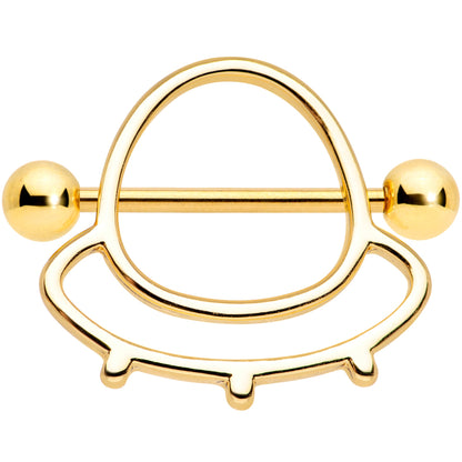 14G 9/16 Gold Tone Outer Space UFO Nipple Shield Set
