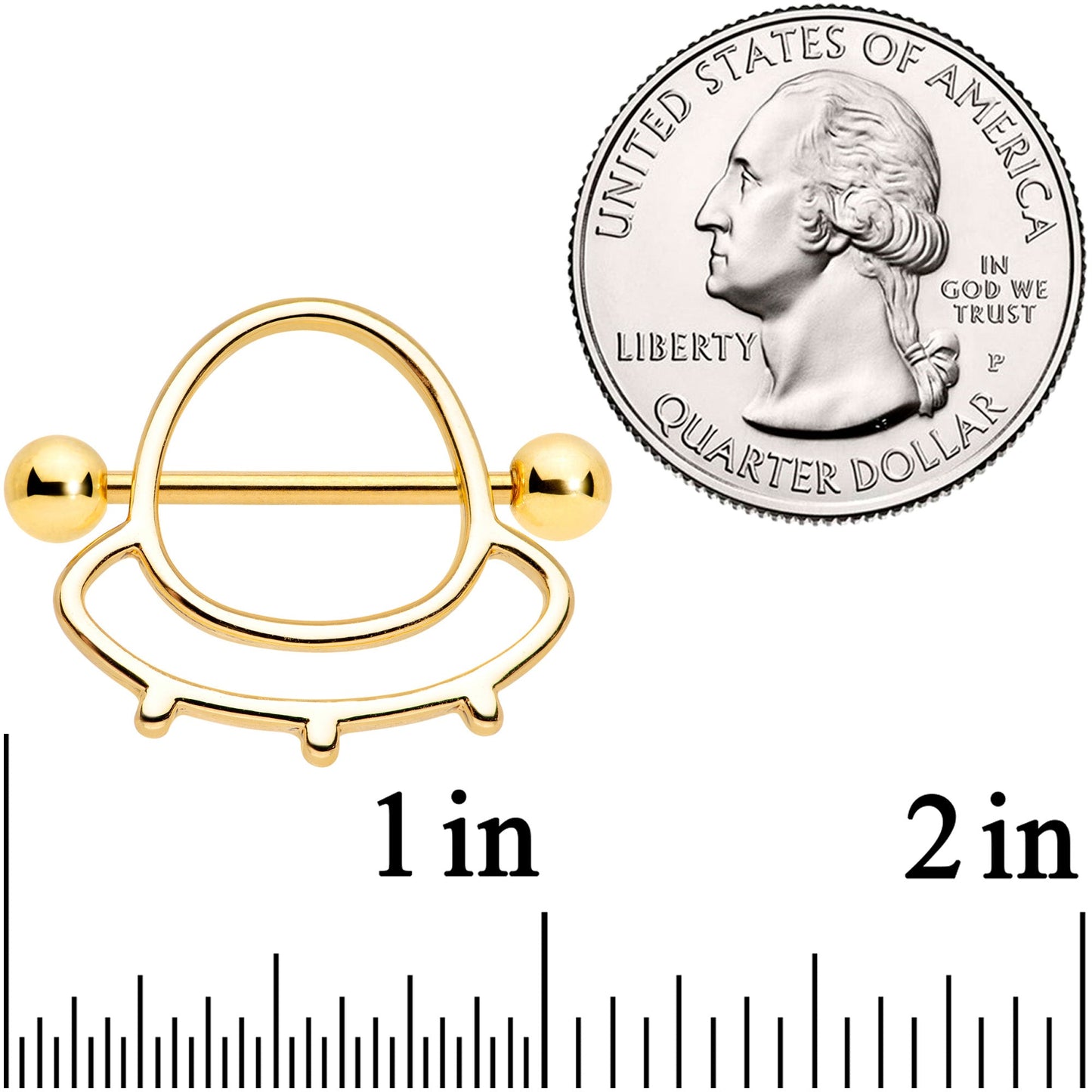 14G 9/16 Gold Tone Outer Space UFO Nipple Shield Set