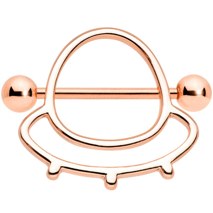 14G 9/16 Rose Gold Tone Outer Space UFO Nipple Shield Set