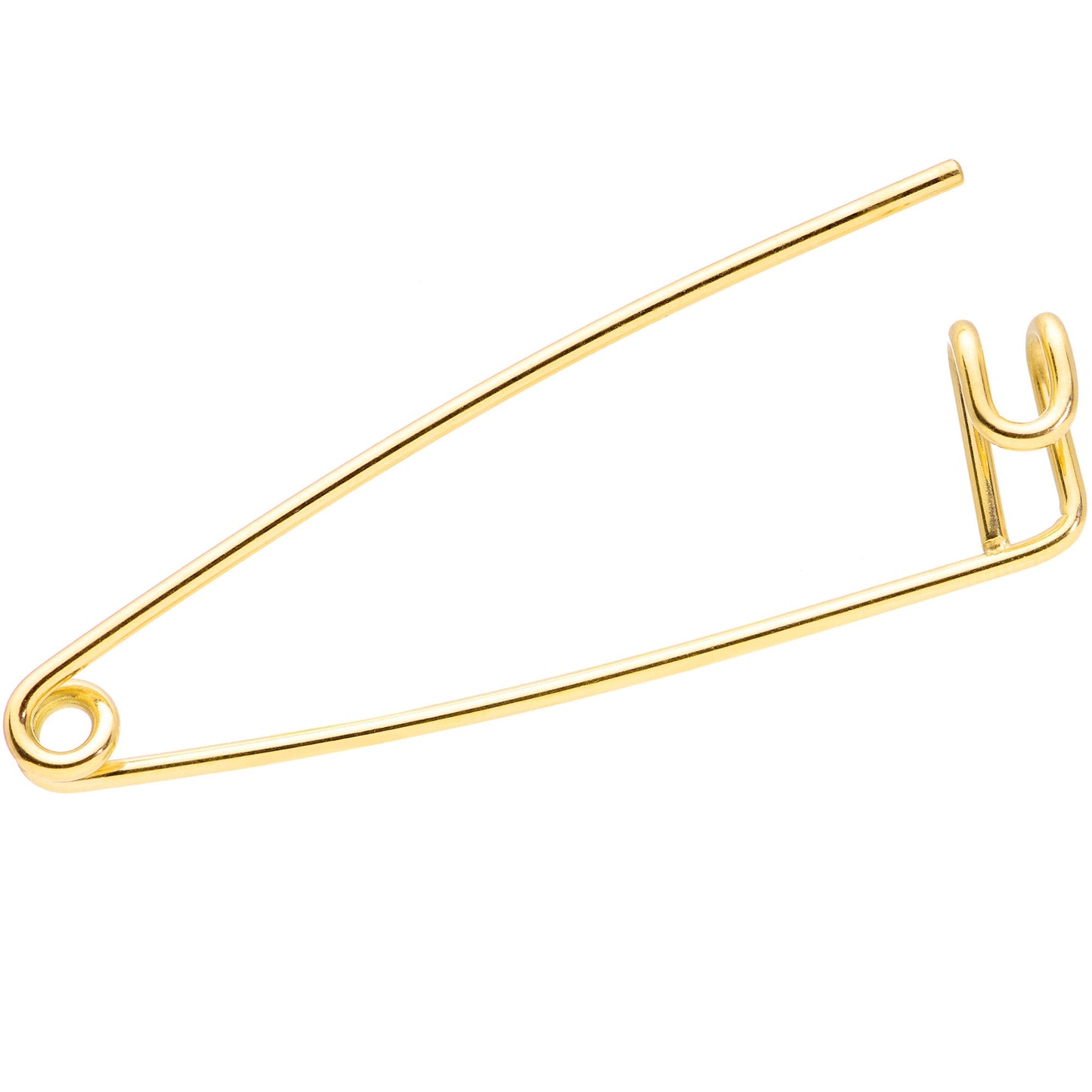 14G Gold Tone Punk Rock Safety Pin Industrial Barbell 38mm