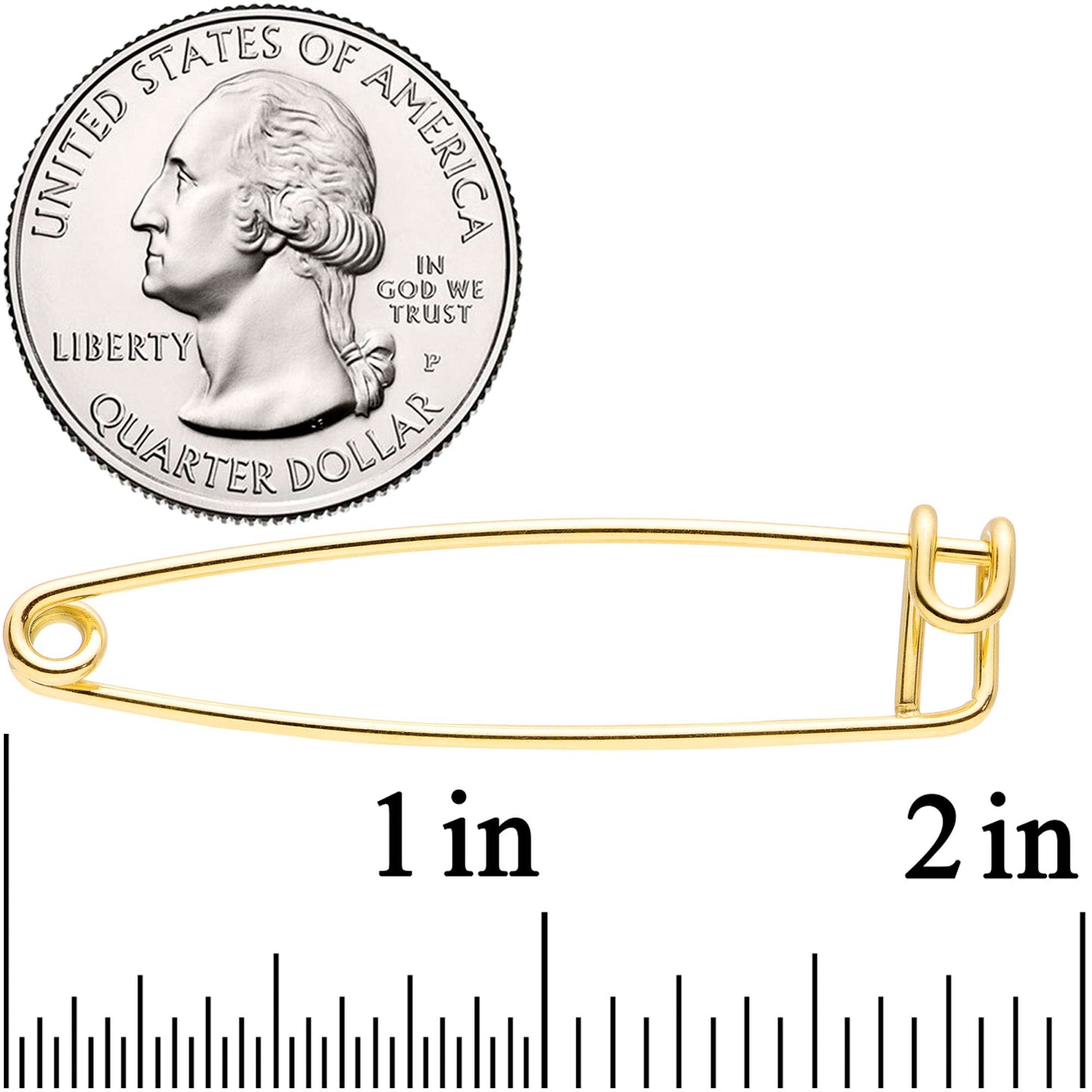 14G Gold Tone Punk Rock Safety Pin Industrial Barbell 38mm