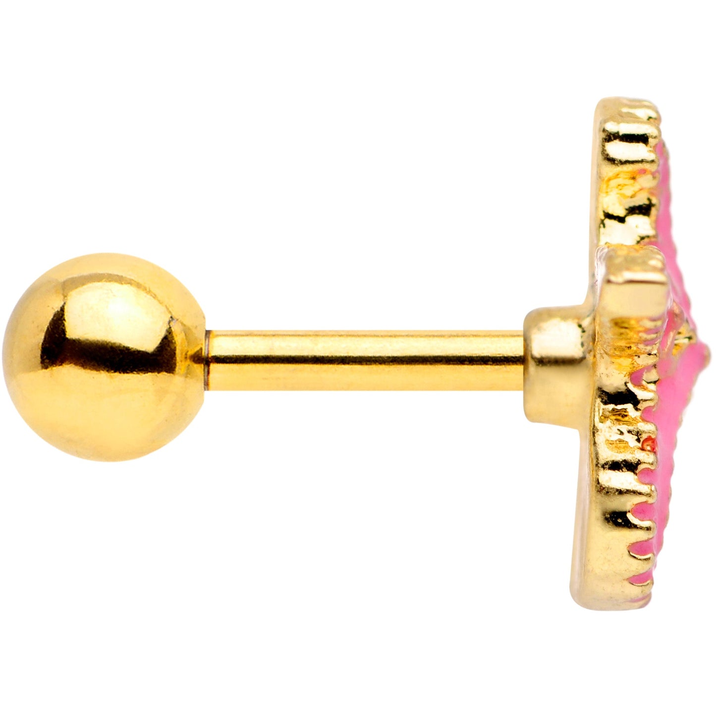 16G 1/4 Gold Tone Pink Nautical Starfish Beach Cartilage Tragus